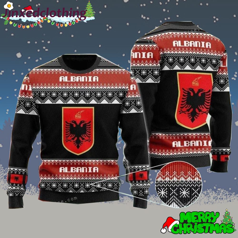 The United States Flag Of Albania Christmas Ugly Sweater Party 